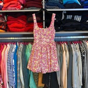 Band of the Free pink/yellow flowers bubble hem sleeveless dress size XS NWOT